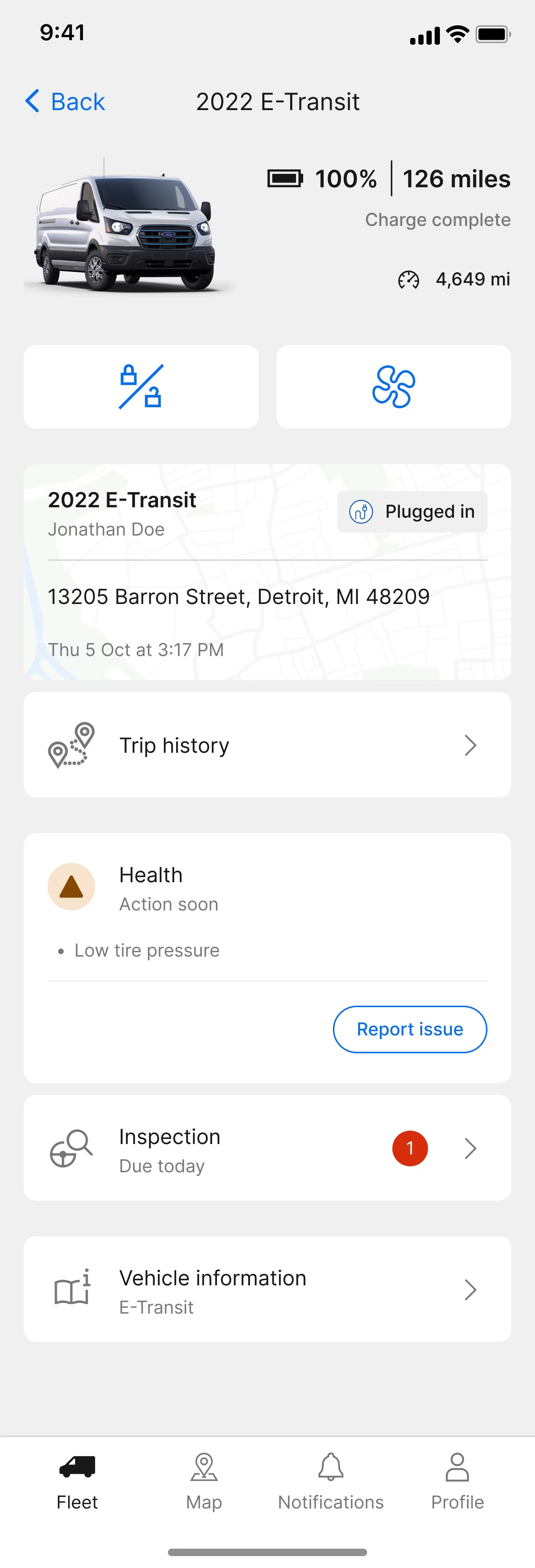 A screenshot showing the Drive App feature in Ford Pro Telematics.